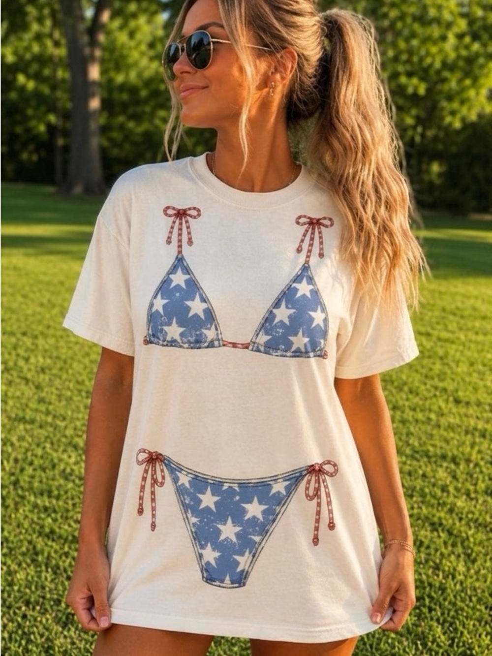 USA Red White & Blue Bikini Custom Tee